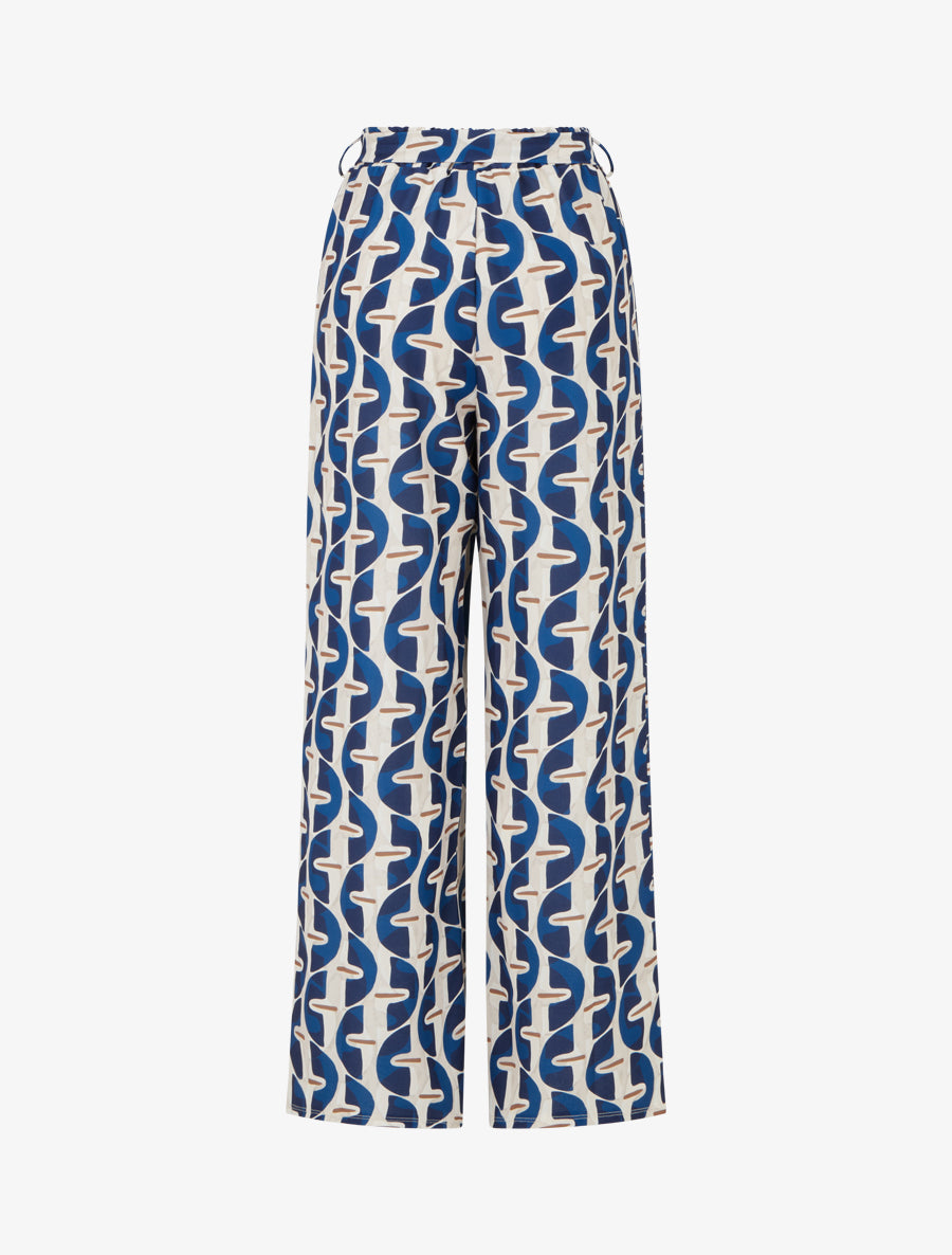 Pantalon élastiqué à imprimé graphique - Marine - 2
