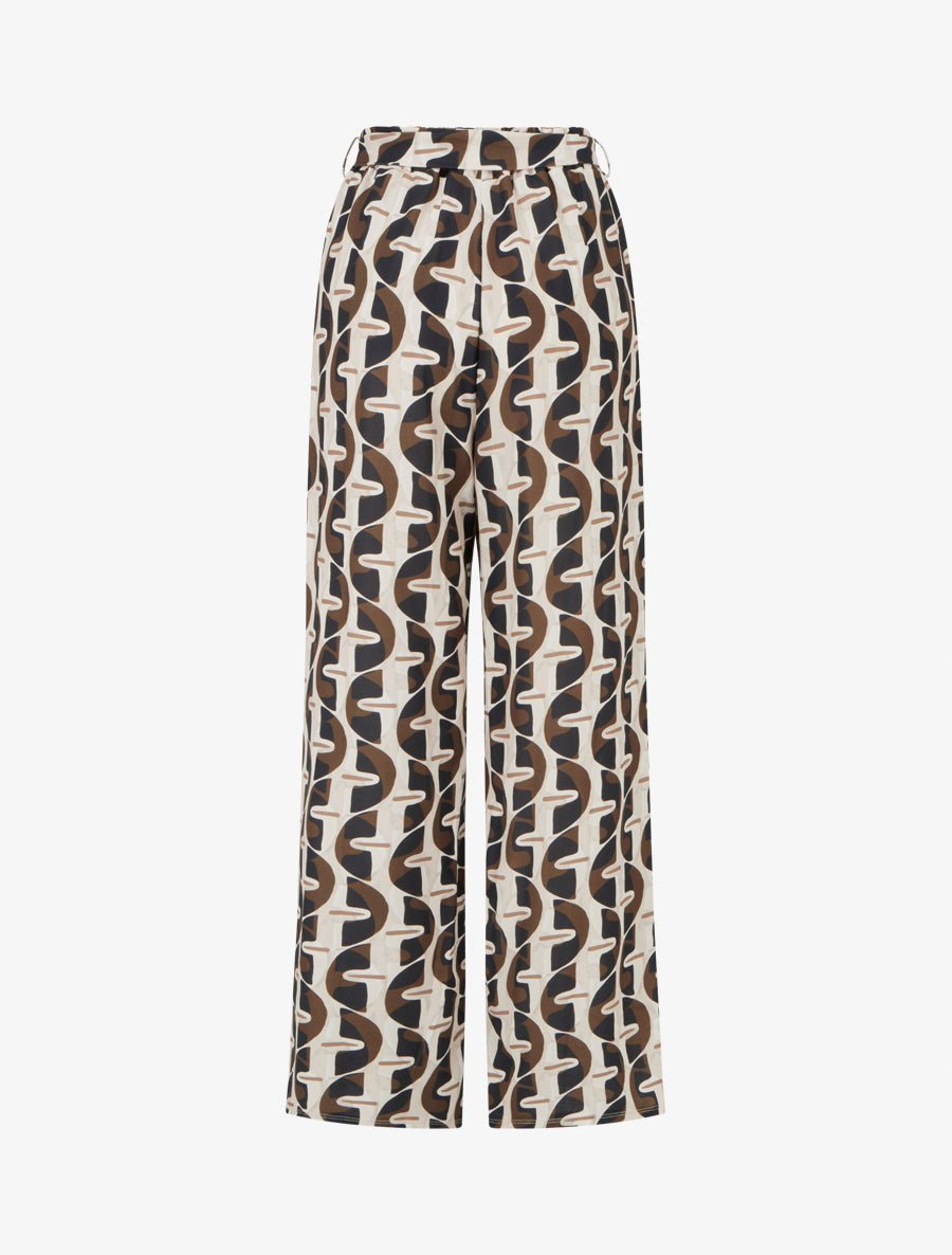 Pantalon élastiqué à imprimé graphique - Noir - 2