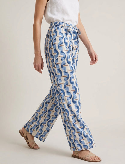 Pantalon élastiqué à imprimé graphique - Bleu ciel