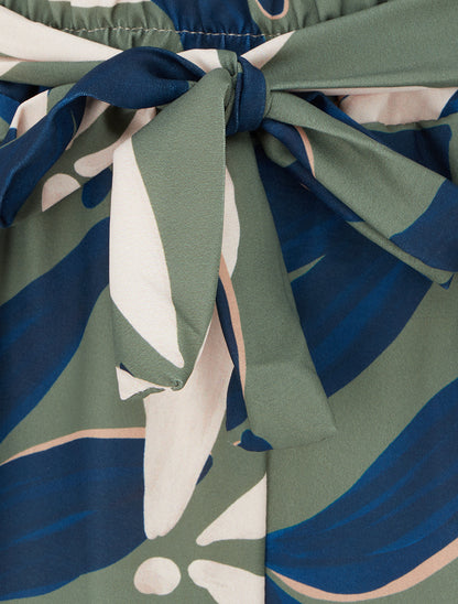 Pantalon élastiqué à imprimé floral - Kaki - 3