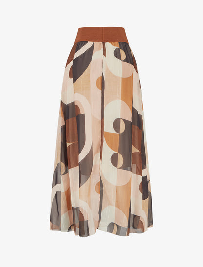 Jupe longue imprimé abstrait - Noir - 2