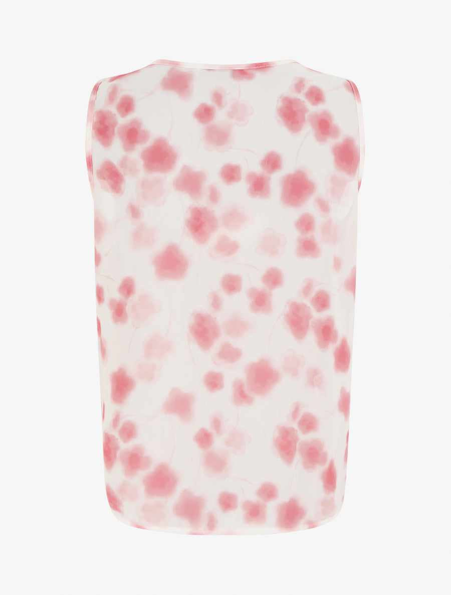 Top en voile imprimé tacheté - Rose - 2
