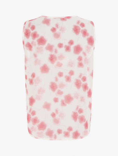 Top en voile imprimé tacheté - Rose - 2