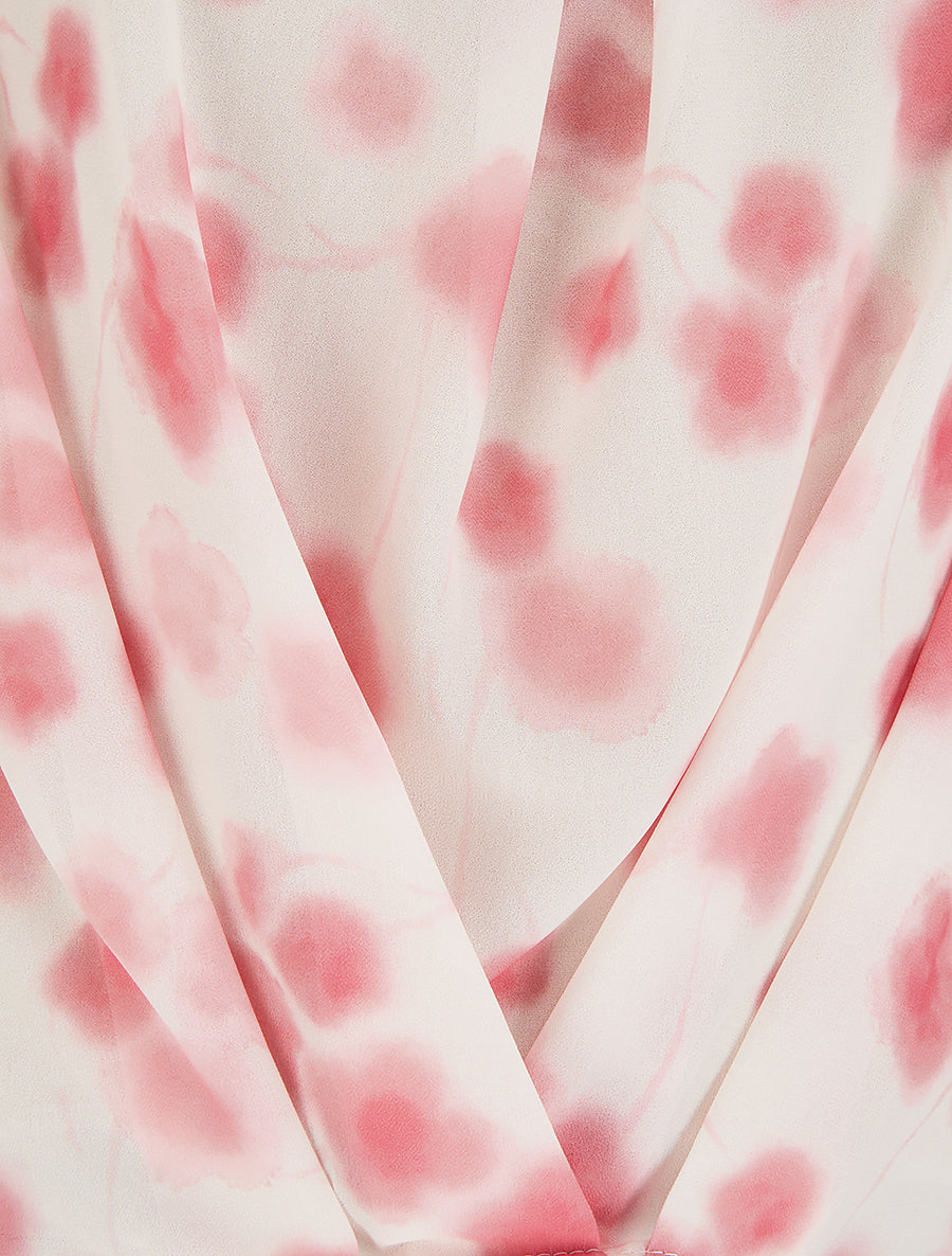 Top en voile imprimé tacheté - Rose - 3