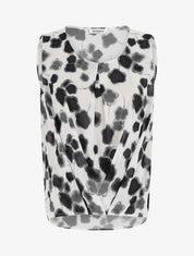 Top en voile imprimé tacheté - Noir - 1