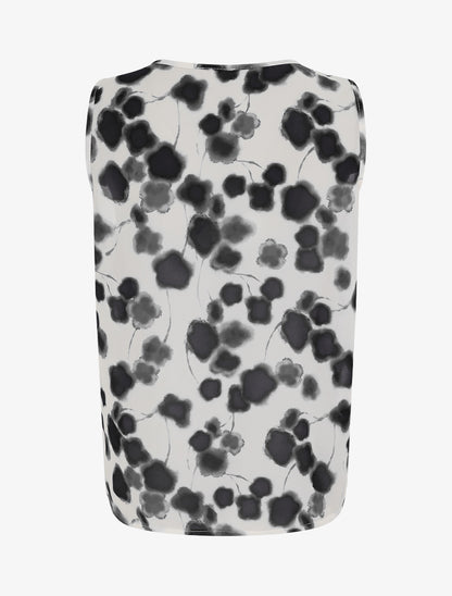 Top en voile imprimé tacheté - Noir - 2