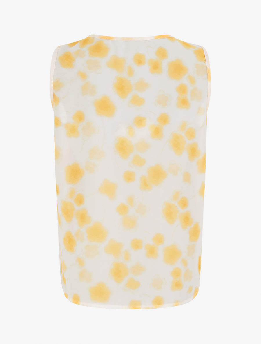 Top en voile imprimé tacheté - Jaune - 2