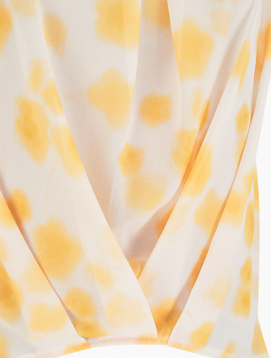 Top en voile imprimé tacheté - Jaune - 3