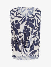 Top en voile imprimé floral - Marine - 1
