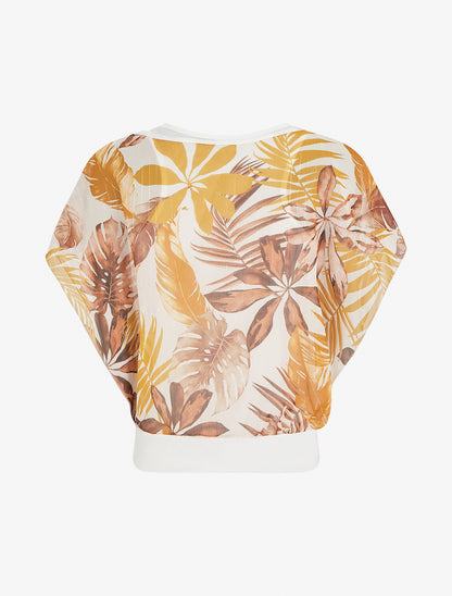 Top boule manches courtes imprimé tropical - Moutarde - 2