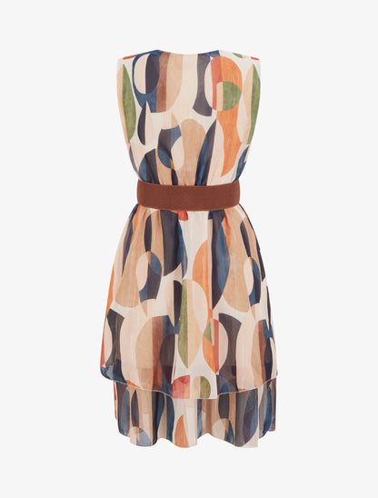 Robe patineuse sans manches imprimé fantaisie - Marine - 2