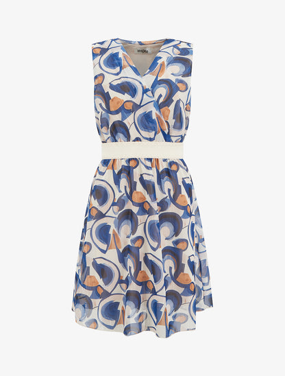 Robe patineuse sans manches imprimé graphique - Marine - 1
