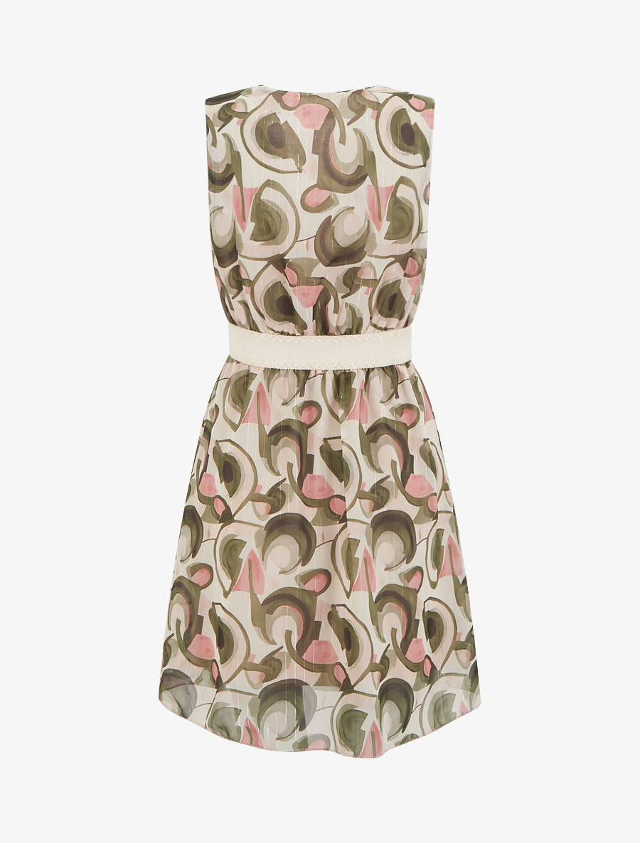 Robe patineuse sans manches imprimé graphique - Kaki - 2