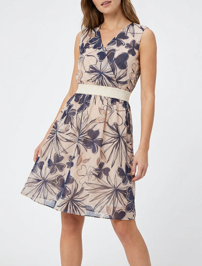Robe patineuse sans manches imprimé fleuri - Marine