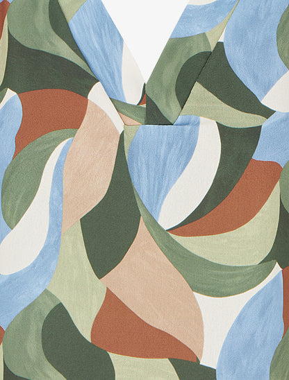 Top imprimé abstrait à manches courtes - Kaki - 3