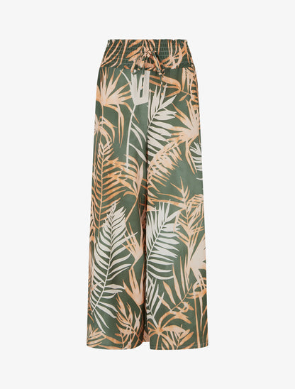 Pantalon imprimé feuillage à taille élastiquée - Kaki - 1