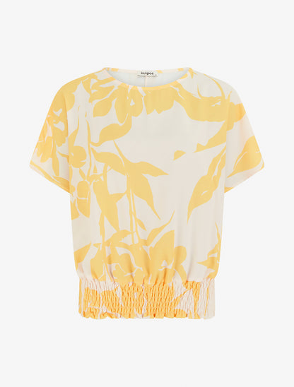 Top coupe boule imprimé floral - Jaune - 1