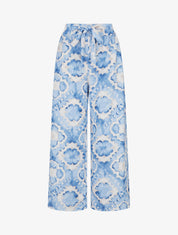 Pantalon élastiquée imprimé abstrait - Bleu ciel - 1