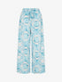 Pantalon élastiquée imprimé abstrait - Turquoise - 1