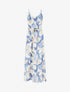Robe longue imprimé floral à taille élastiquée - Bleu - 1