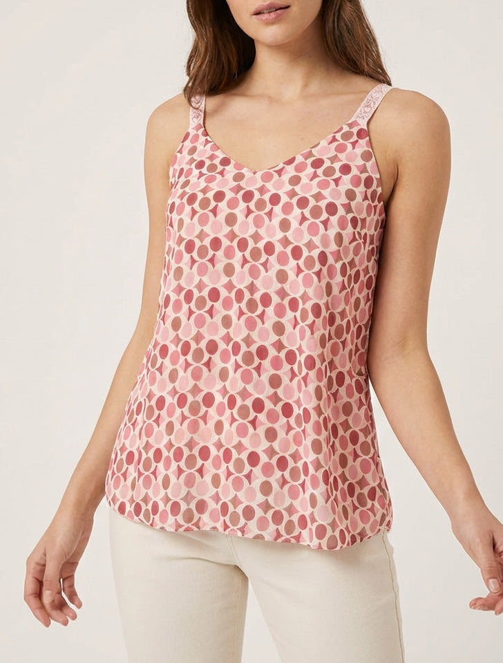 Caraco imprimé pois stylisés - Rose