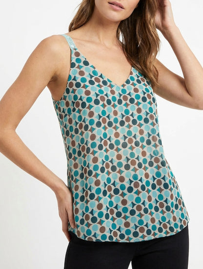 Caraco imprimé pois stylisés - Turquoise