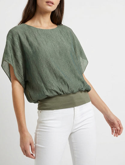 Top boule en tissu texturé - Kaki