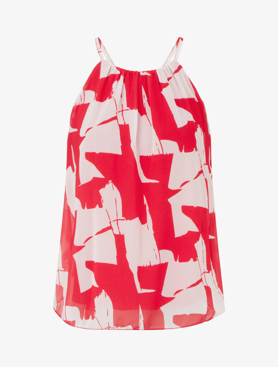 Top fluide imprimé abstrait - Rouge - 1