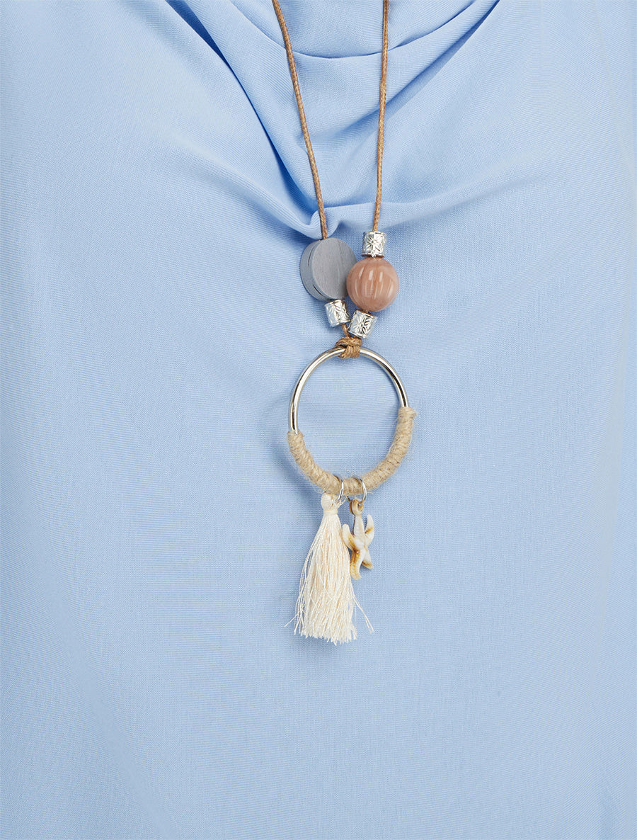 Top fluide à col bénitier - Bleu ciel - 3