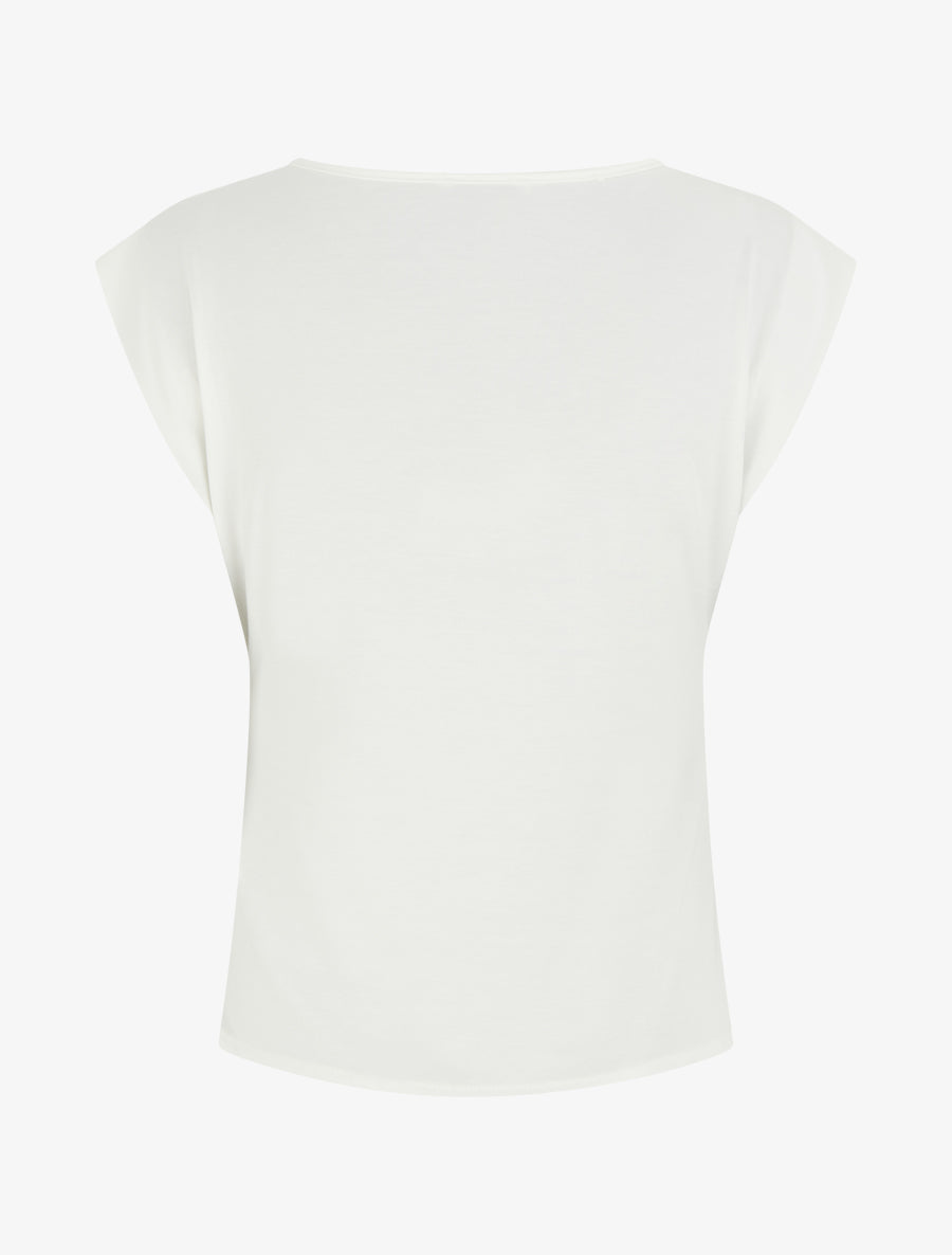 Top ajusté sans manches effet drapé - Blanc - 2
