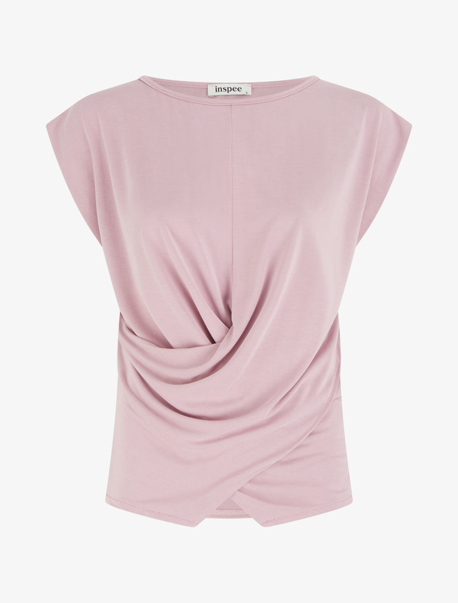 Top ajusté sans manches effet drapé - Rose - 1