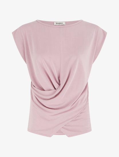 Top ajusté sans manches effet drapé - Rose - 1