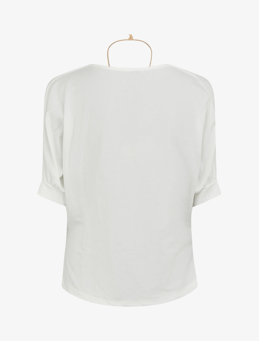 Top manches courtes effet lin à col bénitier - Blanc - 2
