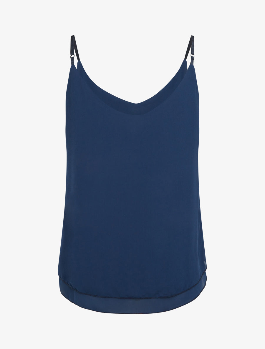 Caraco uni en voile superposé - Marine - 2