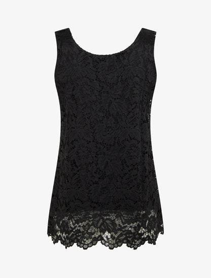 Top sans manches en dentelle à col U - Noir - 2