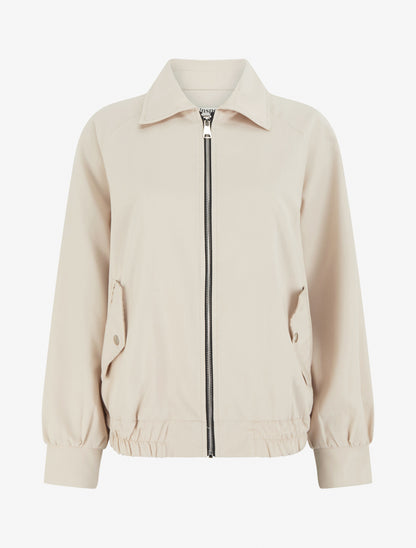 Veste ample zippée à bords élastiqués - Beige - 1