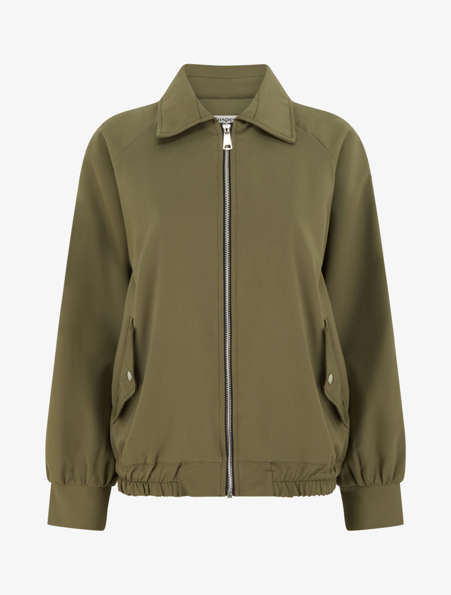 Veste ample zippée à bords élastiqués - Kaki - 1