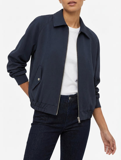 Veste ample zippée à bords élastiqués - Marine