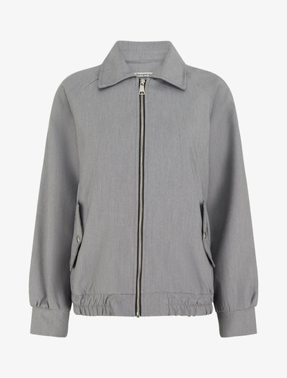 Veste ample zippée à bords élastiqués - Gris - 1
