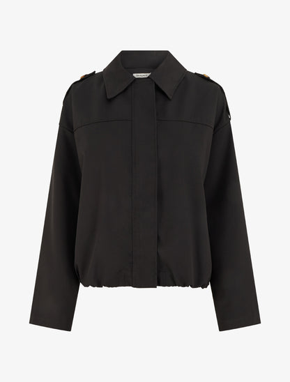 Veste fluide unie zippée - Noir - 1