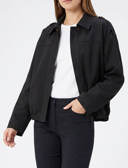 Veste fluide unie zippée - Noir
