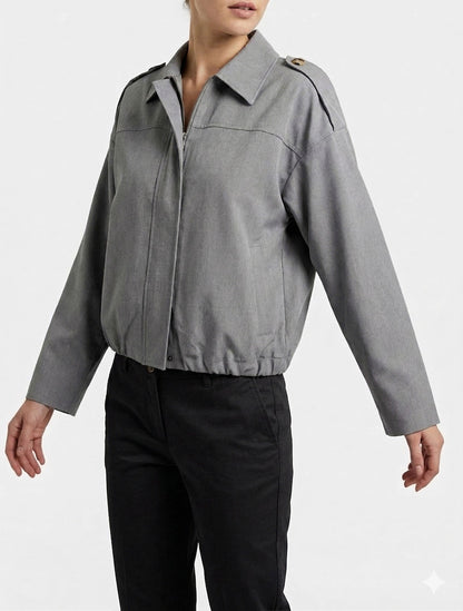 Veste fluide unie zippée - Gris