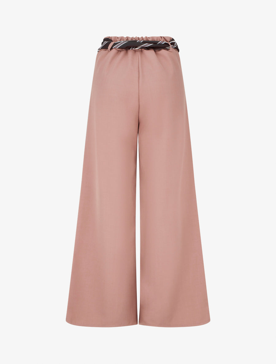 Pantalon ample à ceinture style foulard - Rose - 2