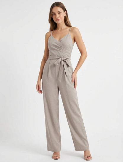 Combinaison cache-cœur à bretelles - Taupe clair