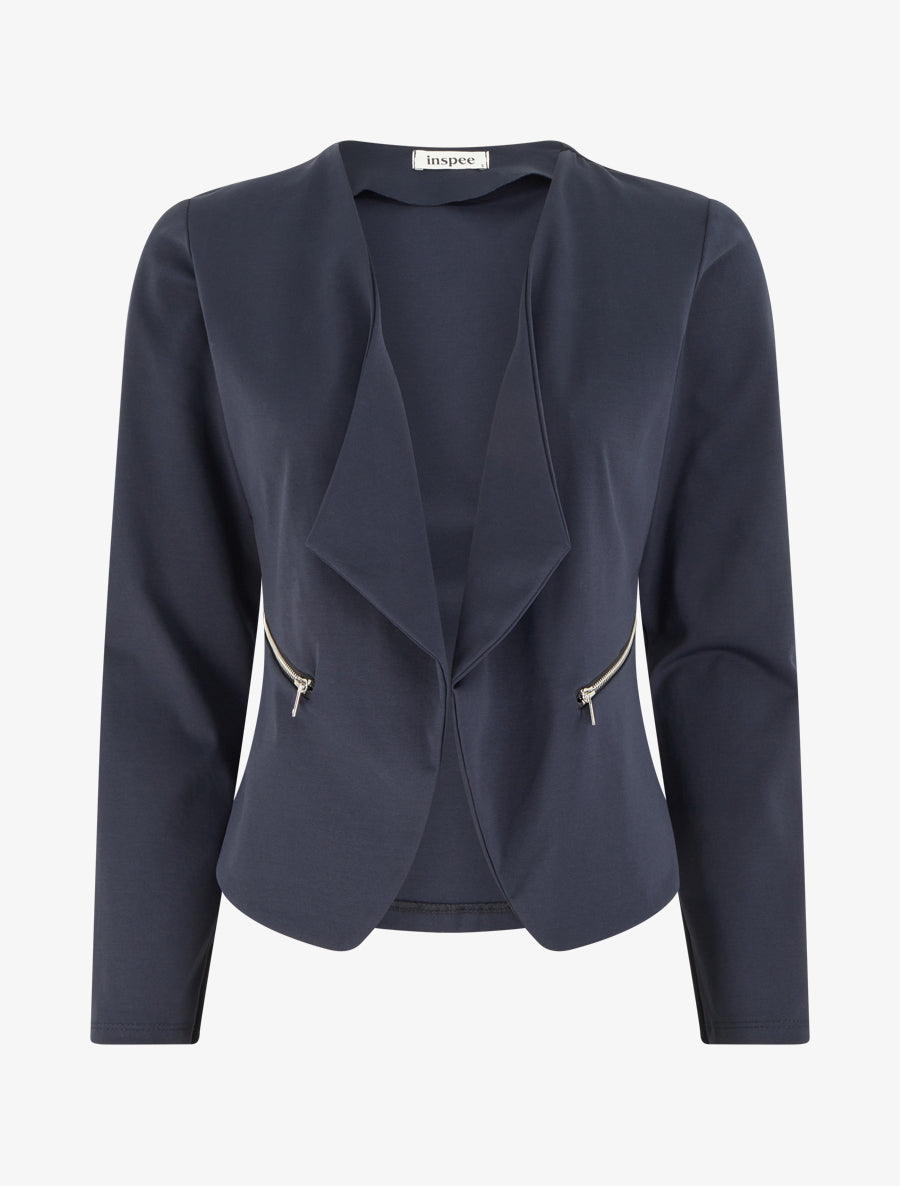 Veste droite à poches zippées - Marine - 1