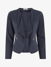 Veste droite à poches zippées - Marine - 1