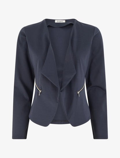 Veste droite à poches zippées - Marine - 1