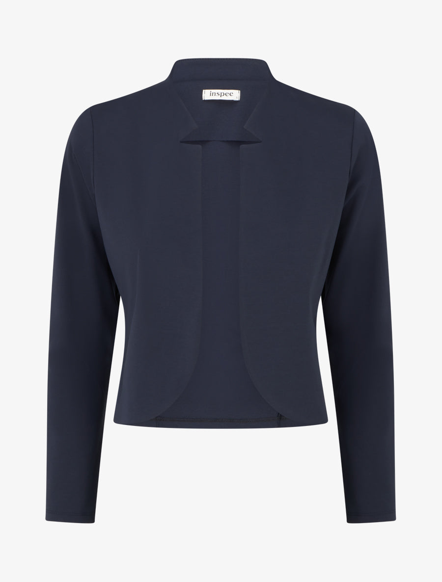 Veste courte à col cranté - Marine - 1