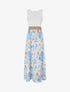 Robe longue à dentelle et imprimé floral - Bleu ciel - 1