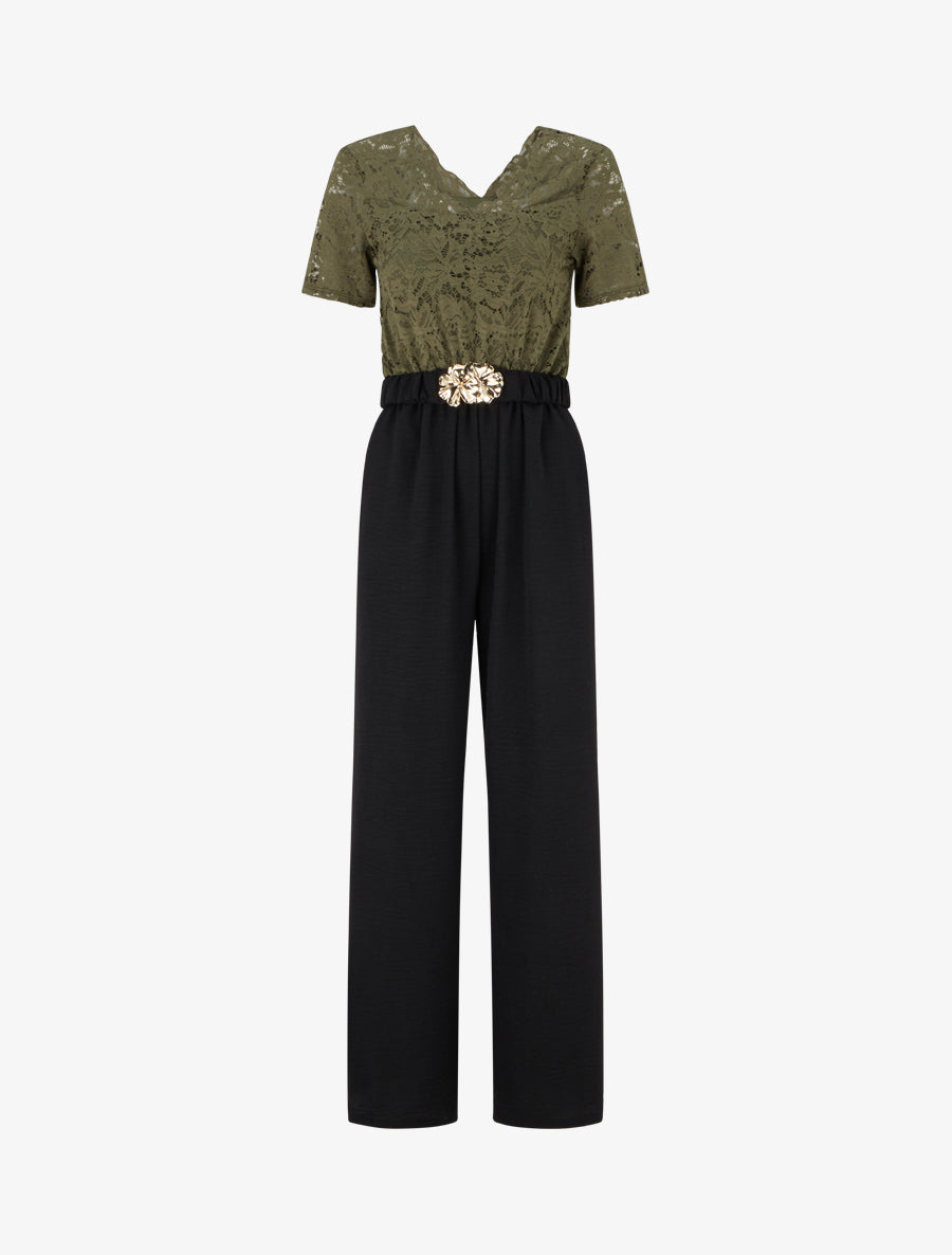 Combinaison bimatière et bicolore - Kaki - 1